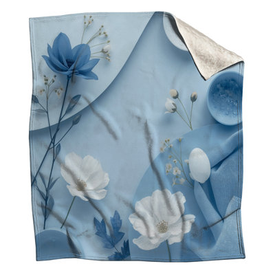 Blue Floral Arrangement Blankets