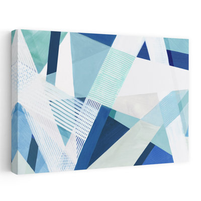 «Geometric Harmony» dans des tons de bleu, art mural contemporain abstrait