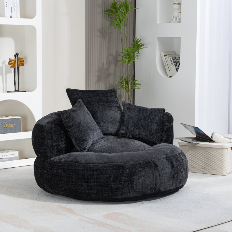 Mason Chenille Bean Bag Lounger, Black