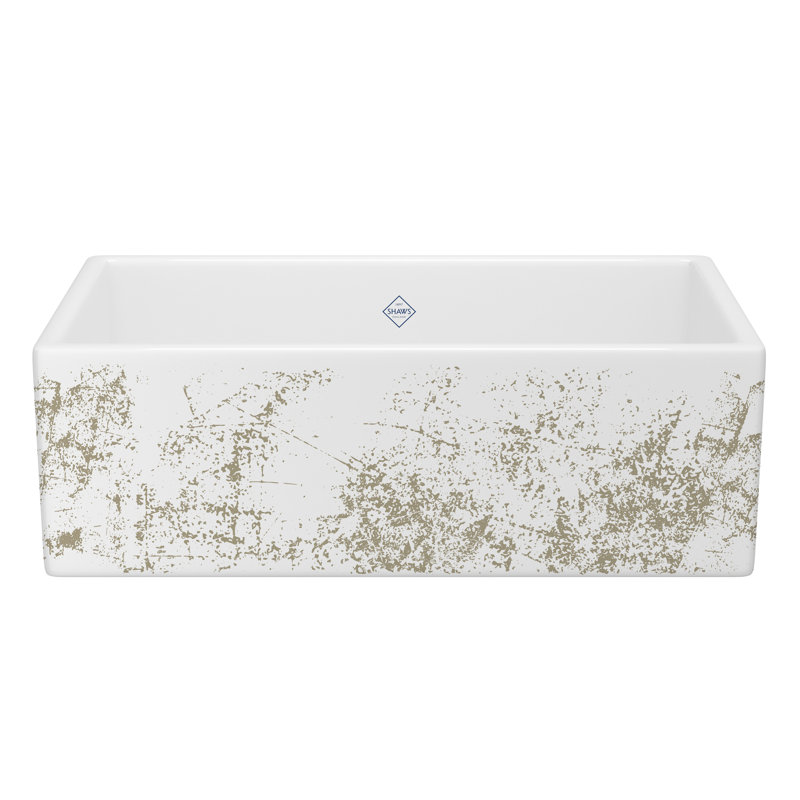 Shaker 33" Single Bowl Farmhouse Apron Front Fireclay Kitchen Sink, Metallic Gold