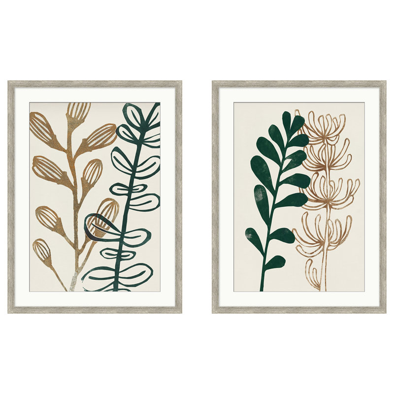 Earthtone Botanical S2 Print, Silver Framed