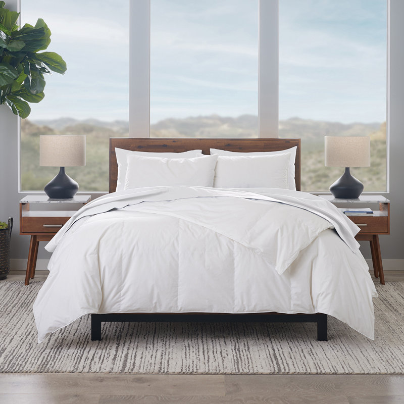 Down Comforter Duvet Cover 4-Piece Bundle: White Down Comforter, Satin Stitch Duvet Cover Set , Black
