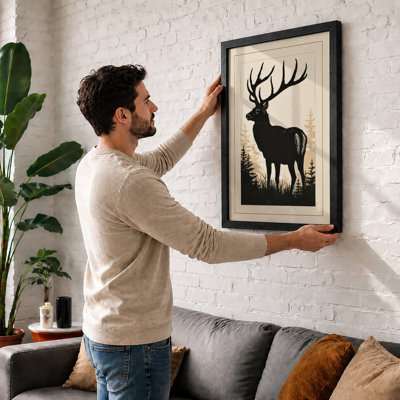 Silent Elk Scandinavian - Framed Print