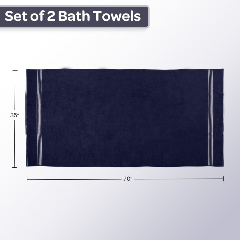 Lavish Home Bath Towels - 2PC 500GSM 100% Cotton Towel Set - 35x70in Extra Large Quick Drying Bath Towels - Absorbent Bath Sheets for Bathroom