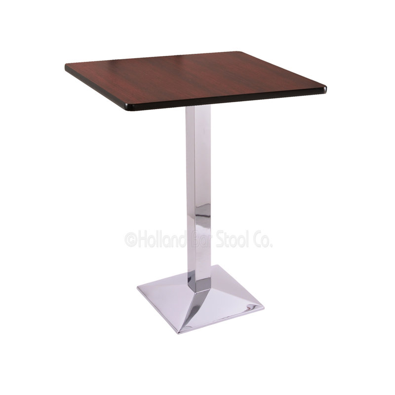 Table à piédestal à hauteur de bar, Chrome, H 42 po x L 30 po x l 30 po