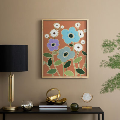 Reproduction encadrée florale sur bois IV