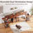 66 in. L-Shaped Computer Desk with 2 Monitor Stand, Power Outlet, Cabinet Gaming Desk Metal Base with Drawers Writing desk for Home Office-2128542544-2130081902