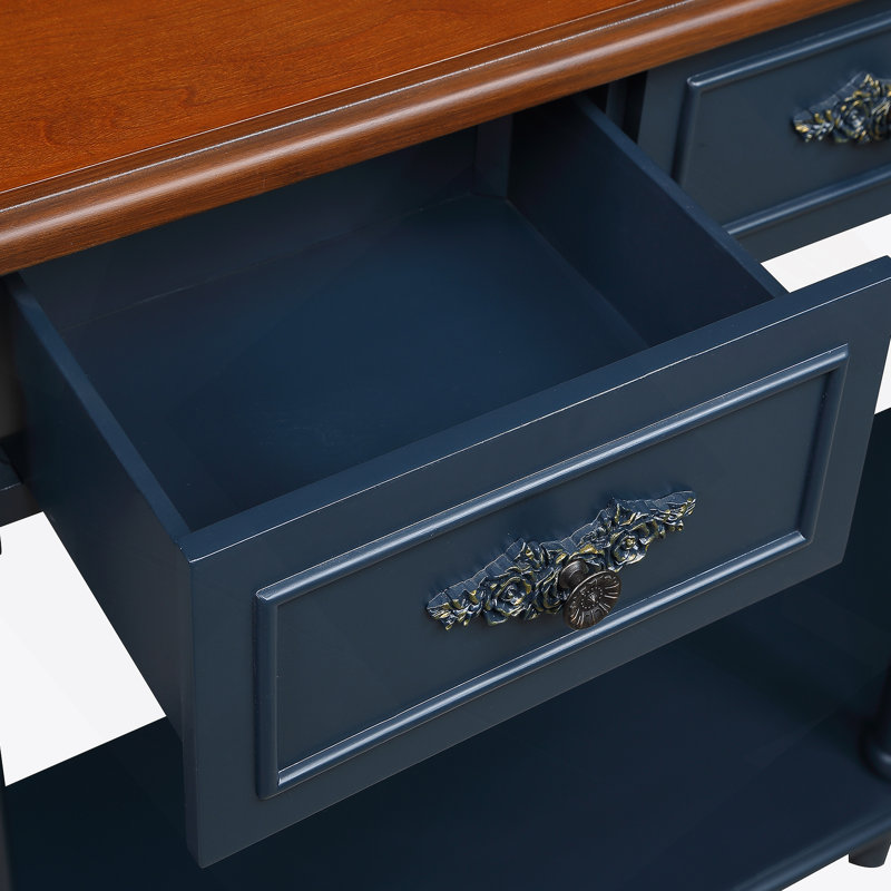 Console rétro en bois courbé, canapé demi-lune circulaire de 52 pouces, Marine