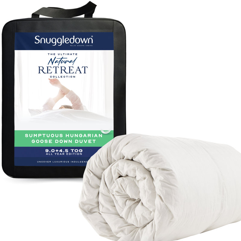 All Season 13.5 Tog Duvet for Retreat Snuggledown Hungarian Cosy Goose Down, 100% Cotton Cover, Super King