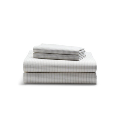 Sloane Cotton Percale Checked Sheet Set