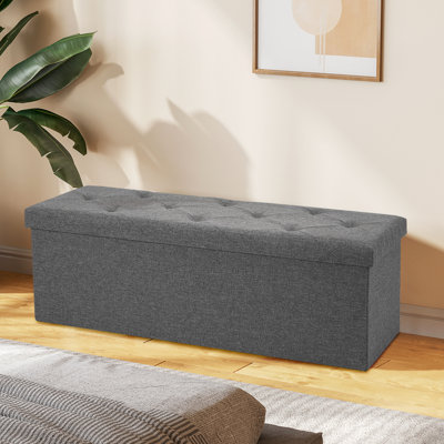43In Foldable Storage Ottoman, Storage Chest For Bedroom End Of Bed, Large Ottoman Bench Foot Rest Stool For Living Room