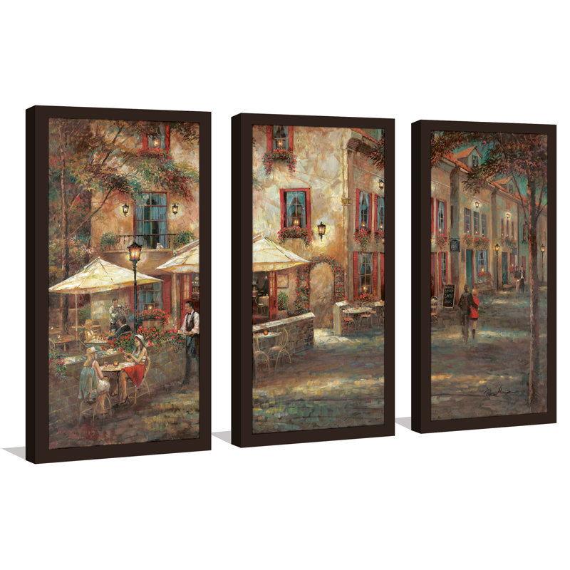 " Courtyard Cafe " 3 Piece Art Acrylic Set, 33.5" H x 52.5" W x 1" D
