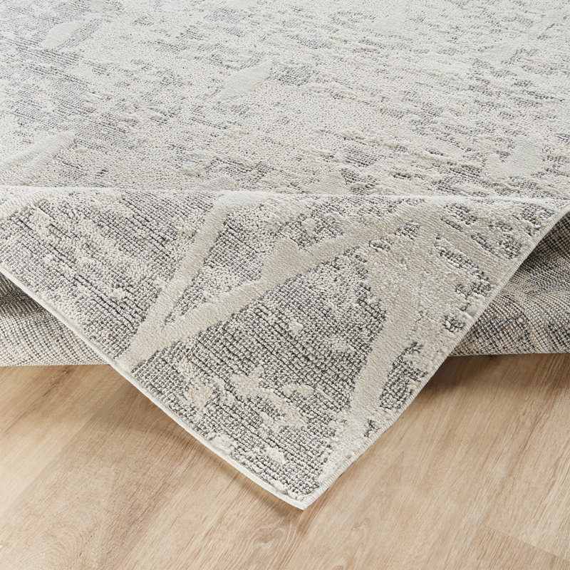 Sutton Geometric Area Rug in Ivory/Gray, Rectangle 8' x 10'