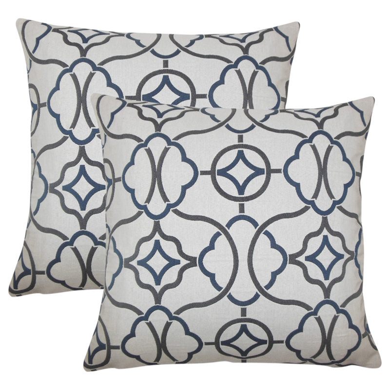 Coussin décoratif en coton Geometric, Indigo