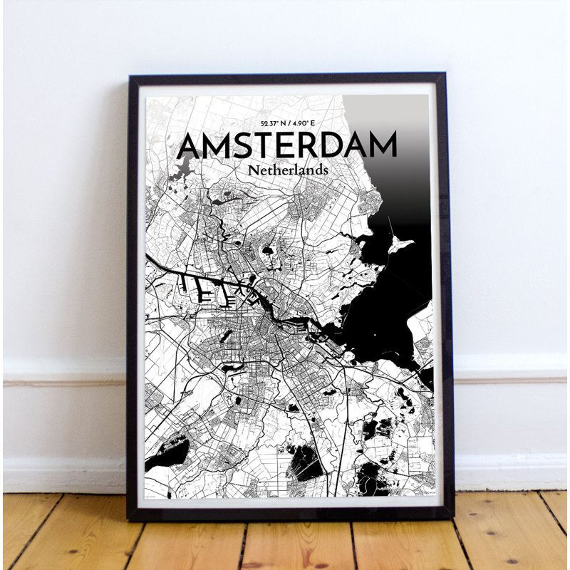Amsterdam City Map - No Frame Print, 43.2cm H x 27.9cm W x 0.13cm D