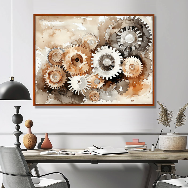 Gears and Cogs Of Innovation I - Innovation, art mural, H 12 po x l 20 po, Impression dans un cadre flottant sans passe-parto