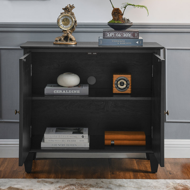 33.6'' Wide 2 - Door Credenza Office Storage Cabinet, Black