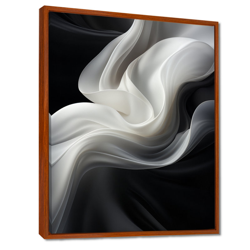«White Black Abstract Turbulence - Wind Turbines», art sur toile, H 44 po x l 34 po x P 1,5 po, Cadre flottant brun