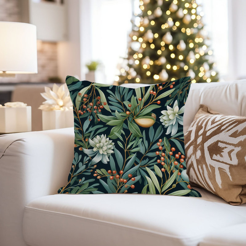 Botanical Plants Pattern V Leaves Pillow Cover, 20"H x 20"W