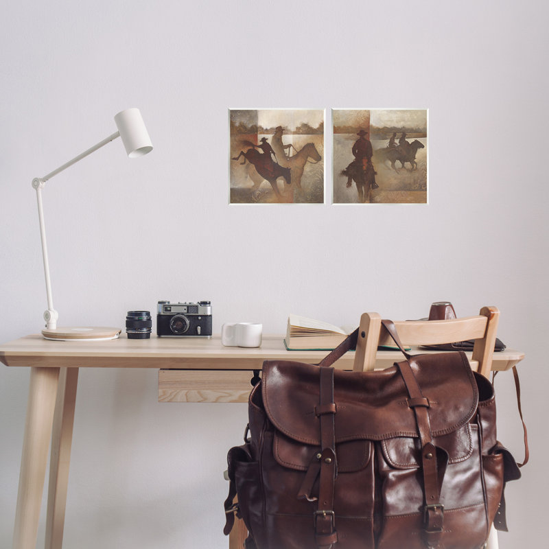 Ensemble de 2 plaques murales Rodeo Cowboy Silhouette par White Ladder