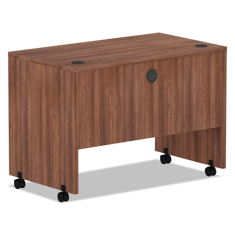 Modern Walnut Adjustable Height Mobile Workstation Desk with Drawer