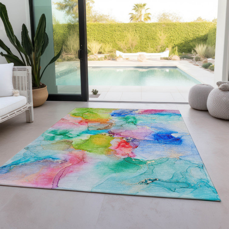 Kinslee Washable Abstract Indoor / Outdoor Rug