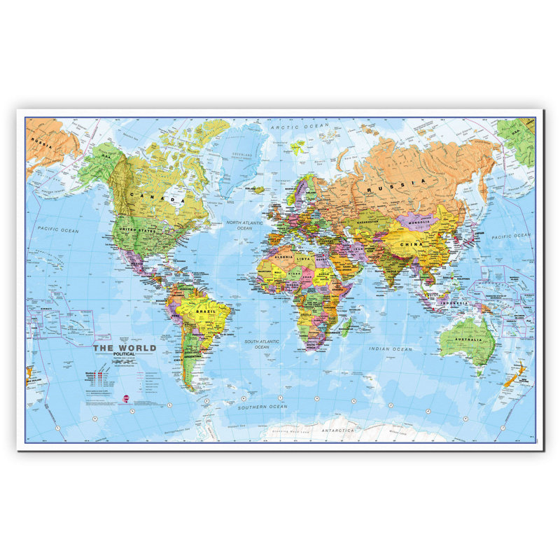 Small World Wall Map Political - Wrapped Canvas Print