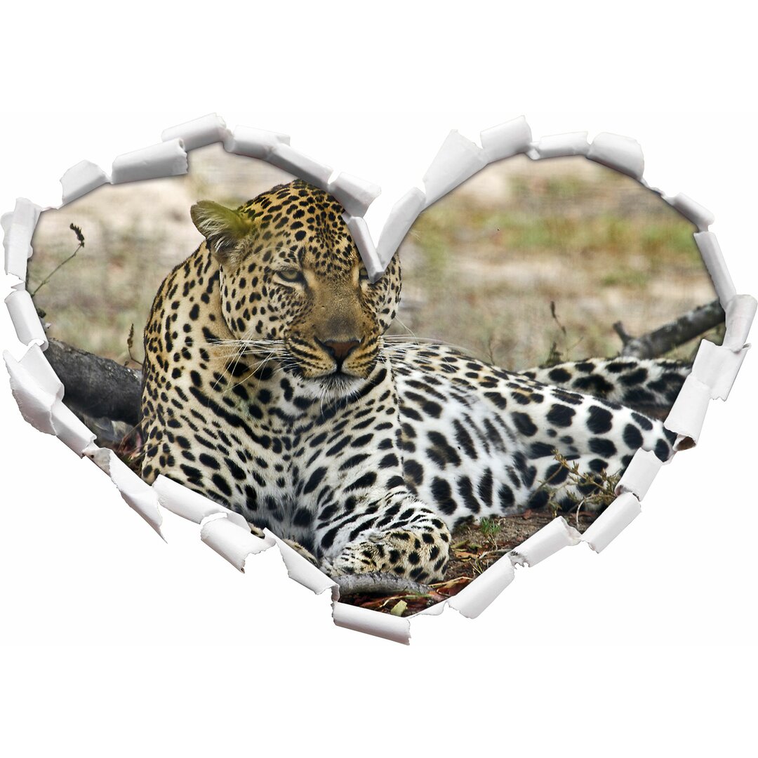 Leopard im Laub liegend Wandsticker