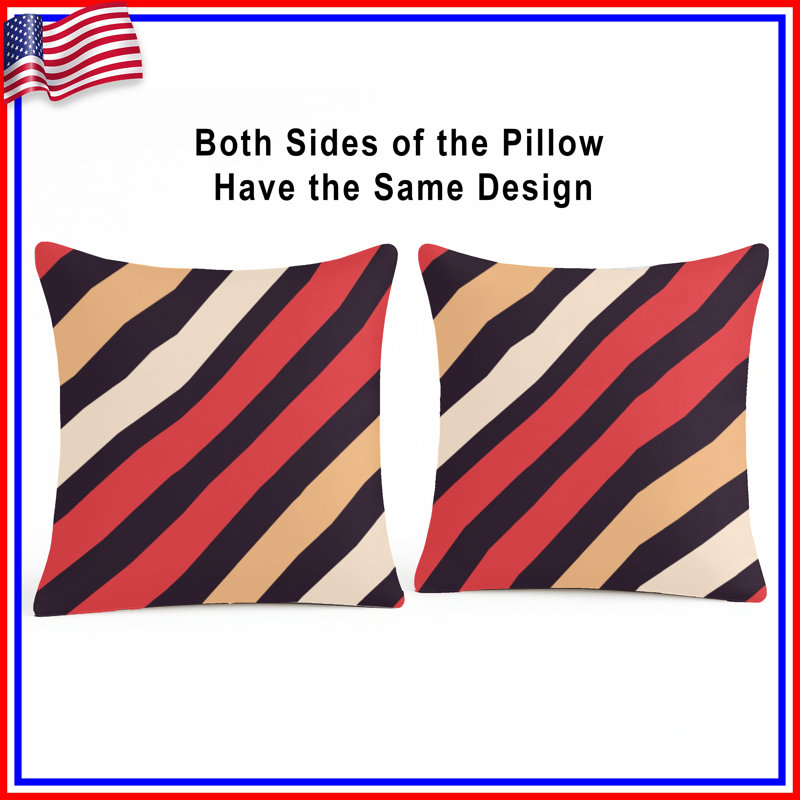 Diagonal Striped Pattern Double Sided Throw Pillows, 14 x 14 inches
