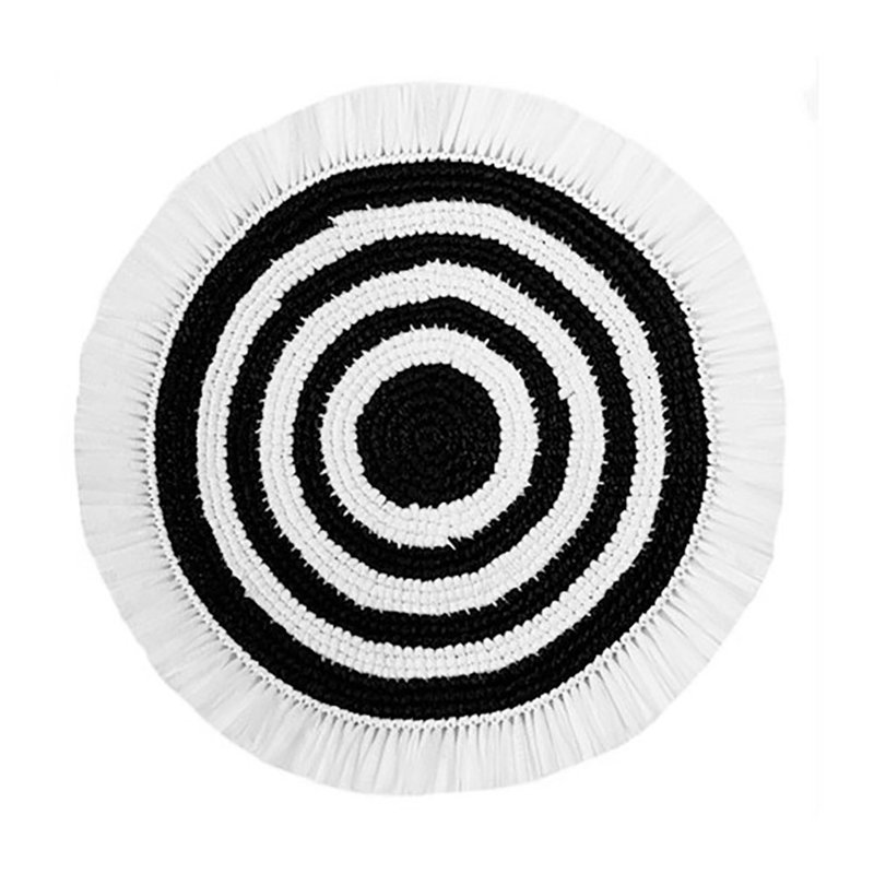 Woven Fringe Placemats - White & Black, White/Black