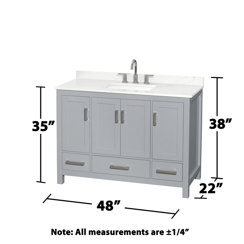 Sheffield 48" Gray Freestanding Bathroom Vanity with Quartz Top
