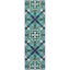 Tapis d'intérieur / extérieur à motif floral bleu / turquoise / vert / blanc Deltana-23970707