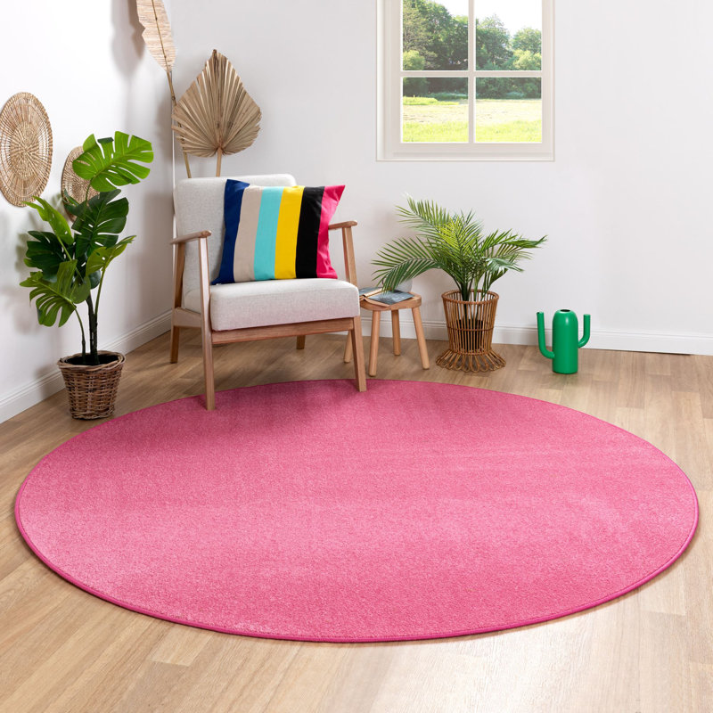 Round Ezariyah Machine Tufted Area Rug, Round 200cm, Pink