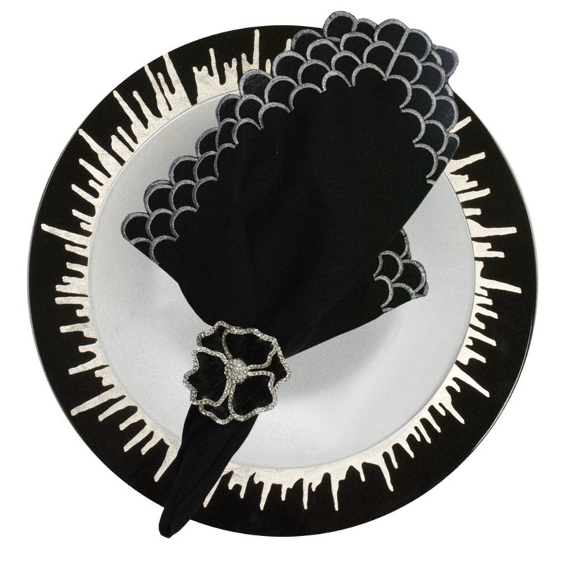 Splash On Black Lacquer Placemat, Black/White