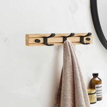 Bamboo Stainless Steel Towel Wall Hooks with Shelf – ToiletTree