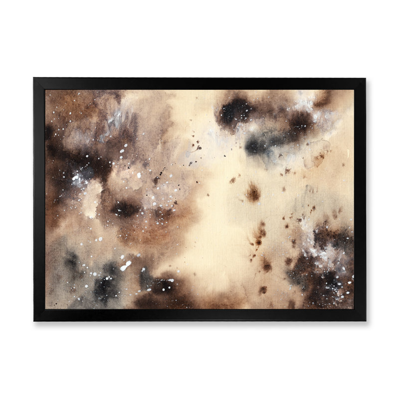 Abstrait art abstrait en marbre brun - art mural moderne sur toile, Cadre photo noir, H 8 po x l 12 po x P 1 po