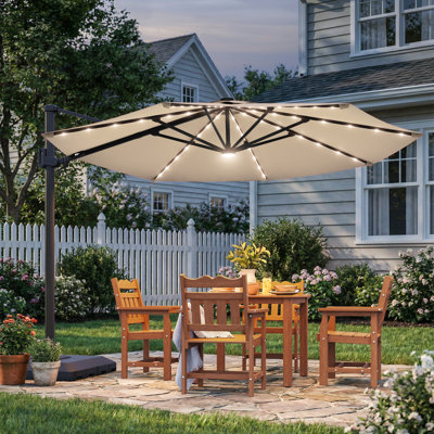 Parasol en porte-à-faux à DEL 11 pi - Confort extérieur amélioré avec rotation à 360 ° et angles réglables