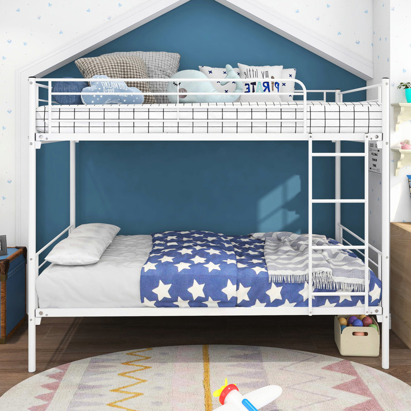 Lit superposé en métal Twintwin en blanc. Meuble peu encombrant. Cadre robuste, silencieux. Assemblage facile. Sous Rangement pour les biens, sauvez votre chambre. Structure solide,