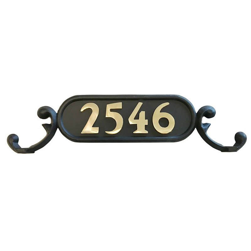 Plaque d'adresse en aluminium Charleston, Oui, Or