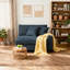 Fauteuil rembourré en chenille bleue avec dossier rembourré, module de fauteuil simple à un accoudoir pour canapé modulaire-235624979-250969580