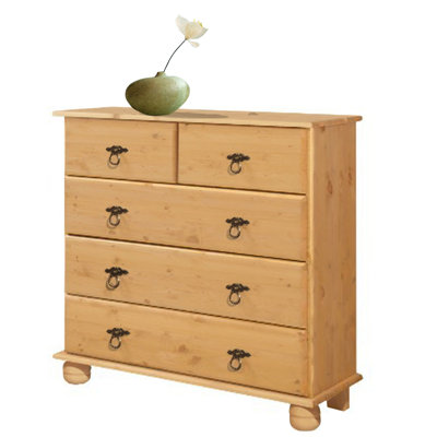 Amias Solid Wood 82 cm W Chest of 5 Drawers
