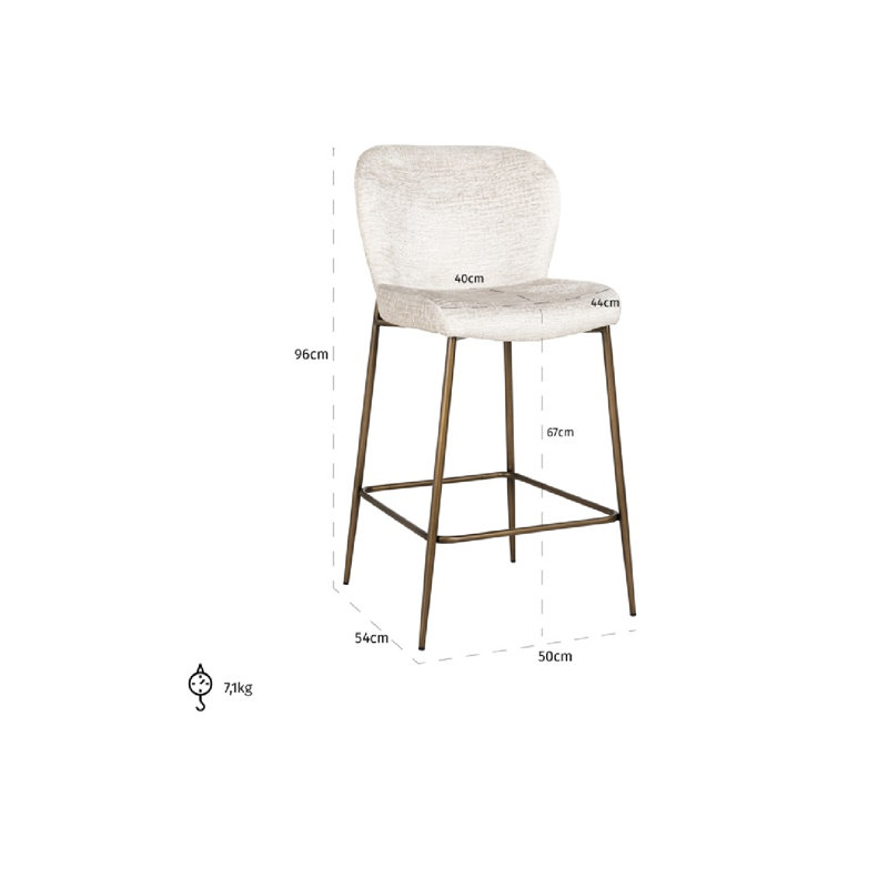 Darby Counter Stool, Cream, Gold