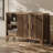 47 Inches Mid Century Modern Buffet Cabinet With Storage, Accent Sideboard And Credenza With Fluted Doors, Wood Coffee Bar Console For Kitchen, Living Room, Dark Brown-1203322488