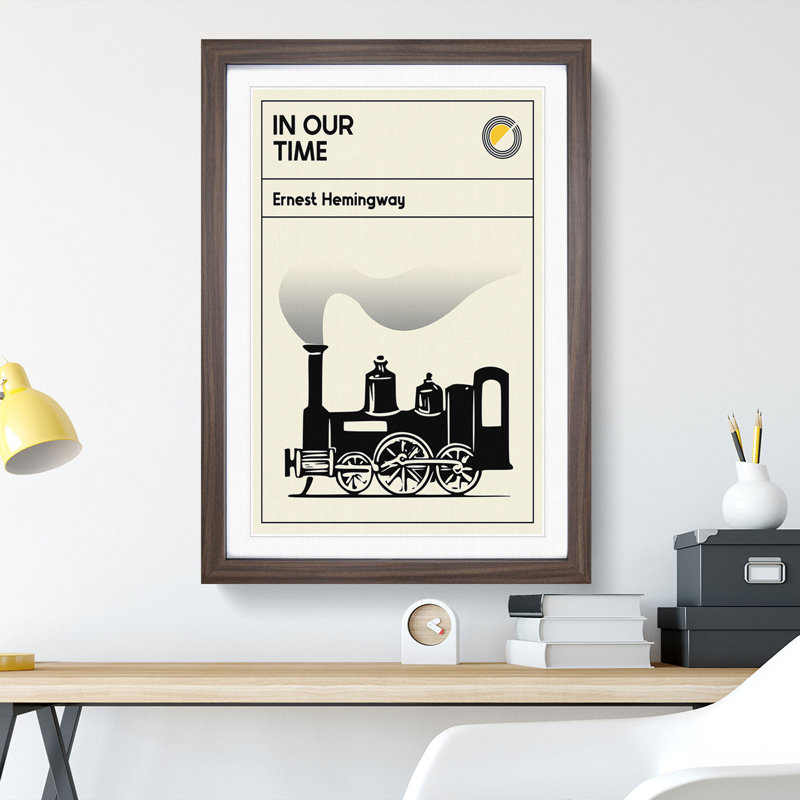 Book Cover in Our Time Ernest Hemingway - Picture Frame Graphic Art, 65cm H x 48cm W x 2cm D, Walnut