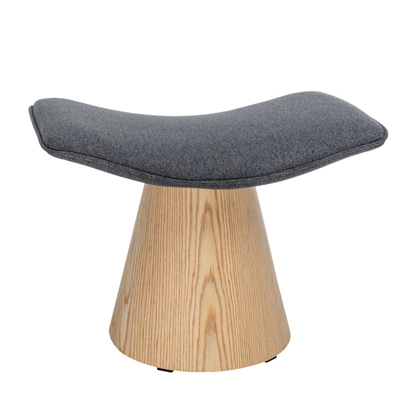 Jalsingh Upholstered Ottoman, Gray Revolution Performance Fabrics®, Natural Oak