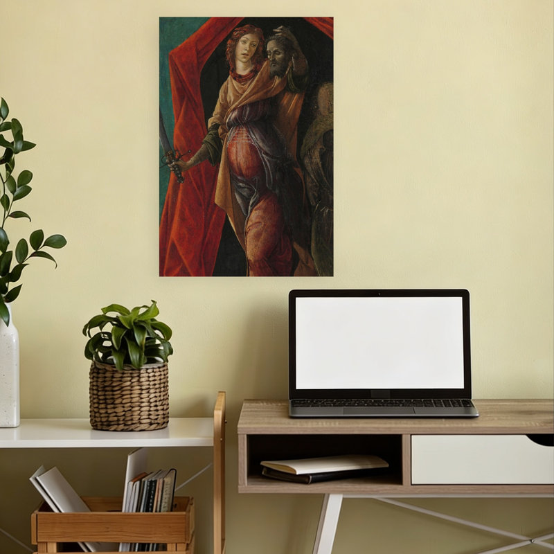 Judith tenant la tête d'Holopherne, 1497. Estampe d'art mural abstraite et contemporaine., H 18 po x l 12 po