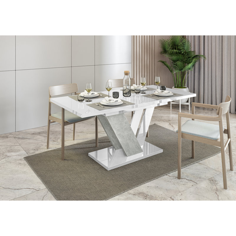Extendable Dining Table Dubai, White Gloss/Grey