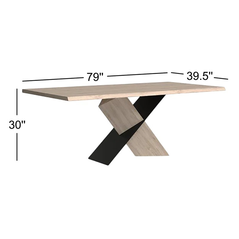 Lannis 79" Solid Oak Cross Leg Dining Table
