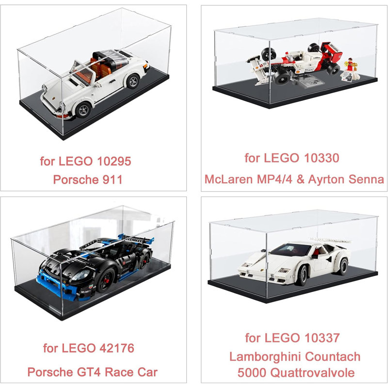 Clear Acrylic Display Case For Lego 10330 10295 42176 10337 42170 75376 Collectibles, Transparent Box Dustproof Protection With Wood-Plastic Base & String Light, Black Inside 15.7X7.9X7.9In