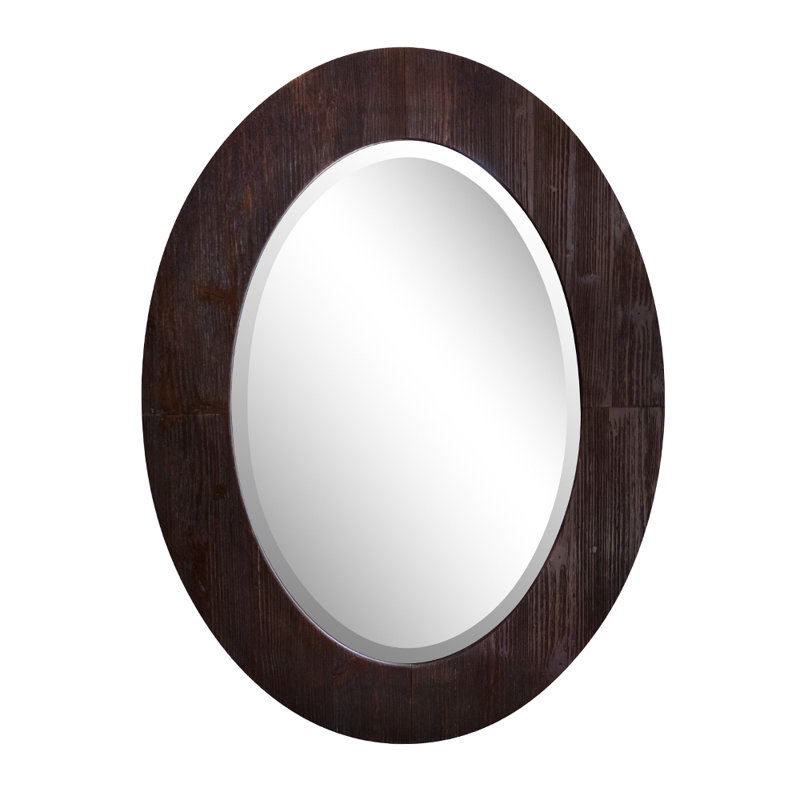 Mayella Solid Wood Flat Mirror, Dark Brown Finish